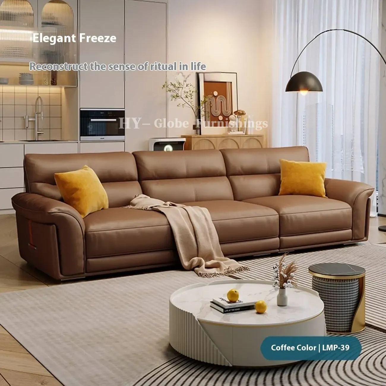 Globe Sofa - New Italian Top-Grain Leather Light Luxury Modern Sofa 2