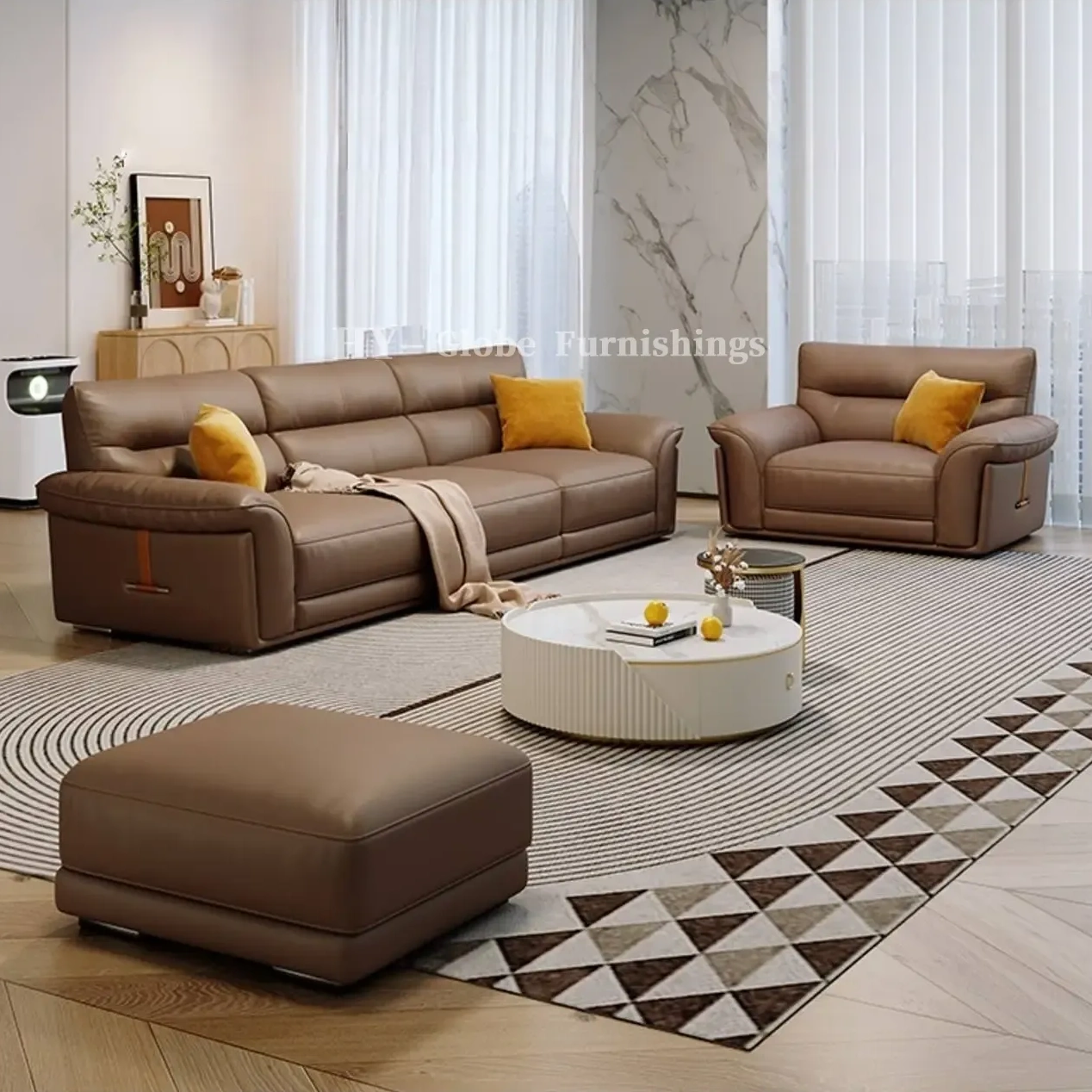 Globe Sofa - New Italian Top-Grain Leather Light Luxury Modern Sofa 3