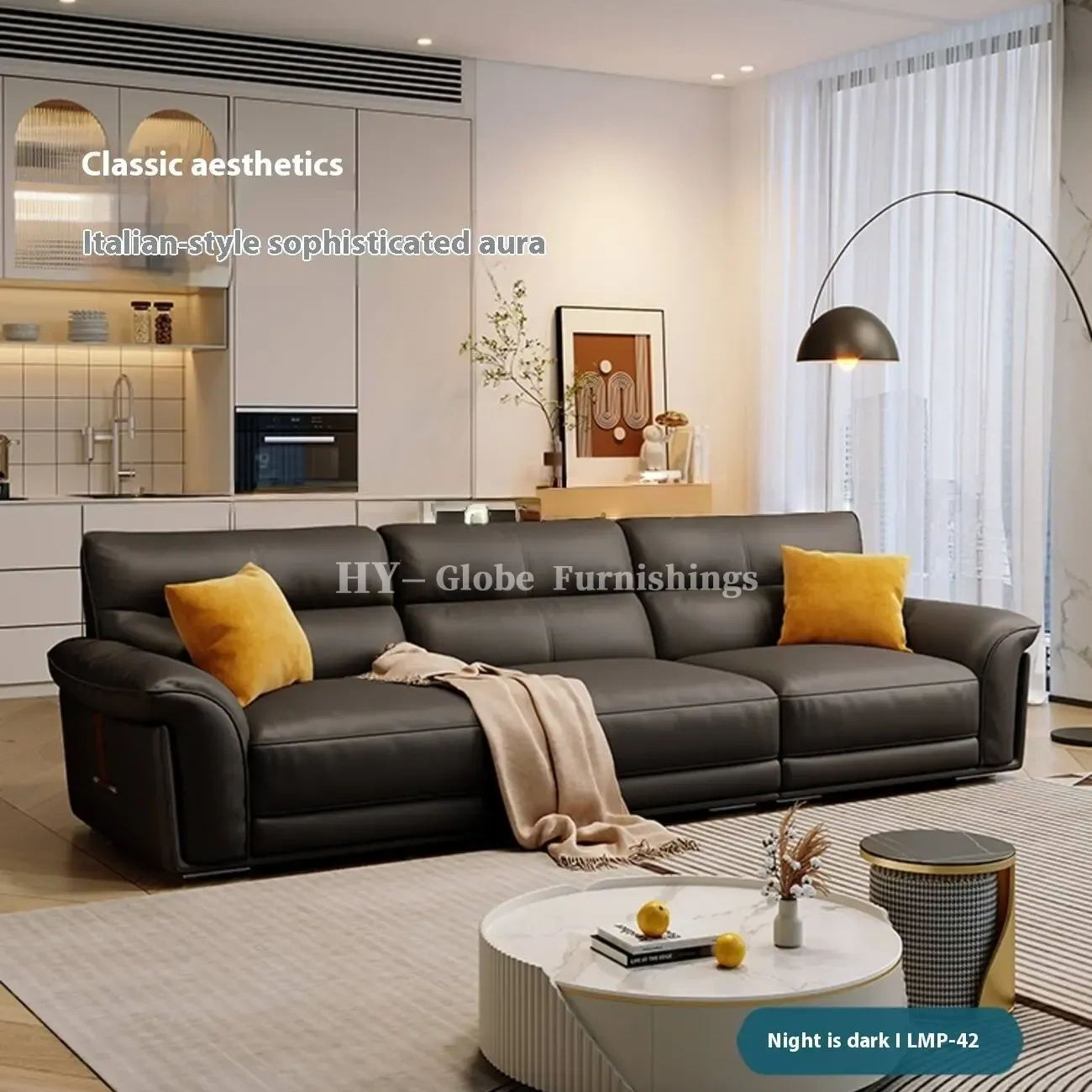 Globe Sofa - New Italian Top-Grain Leather Light Luxury Modern Sofa 4