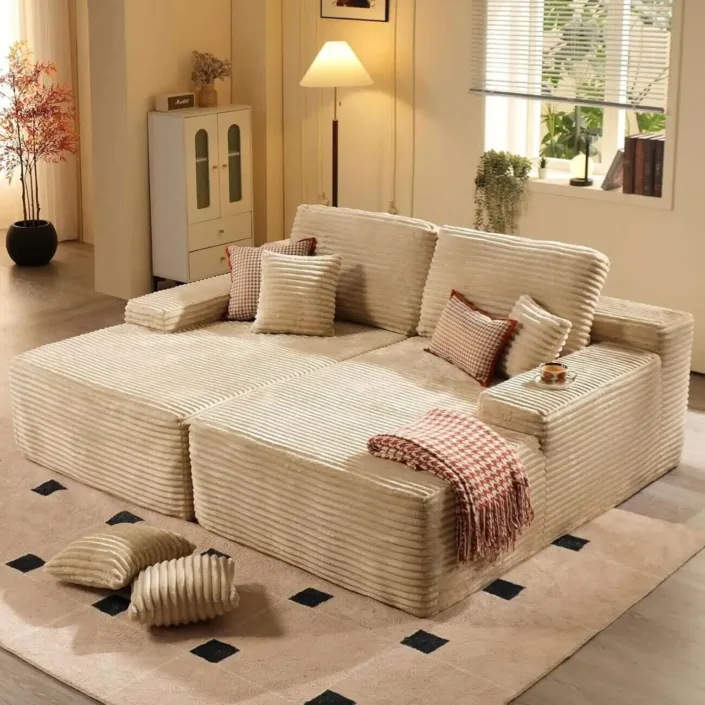 Globe Sofa - Corduroy Deep-Seat Cloud-Style Compression Sofa Globe Sofa - Corduroy Deep-Seat Cloud-Style Compression Sofa