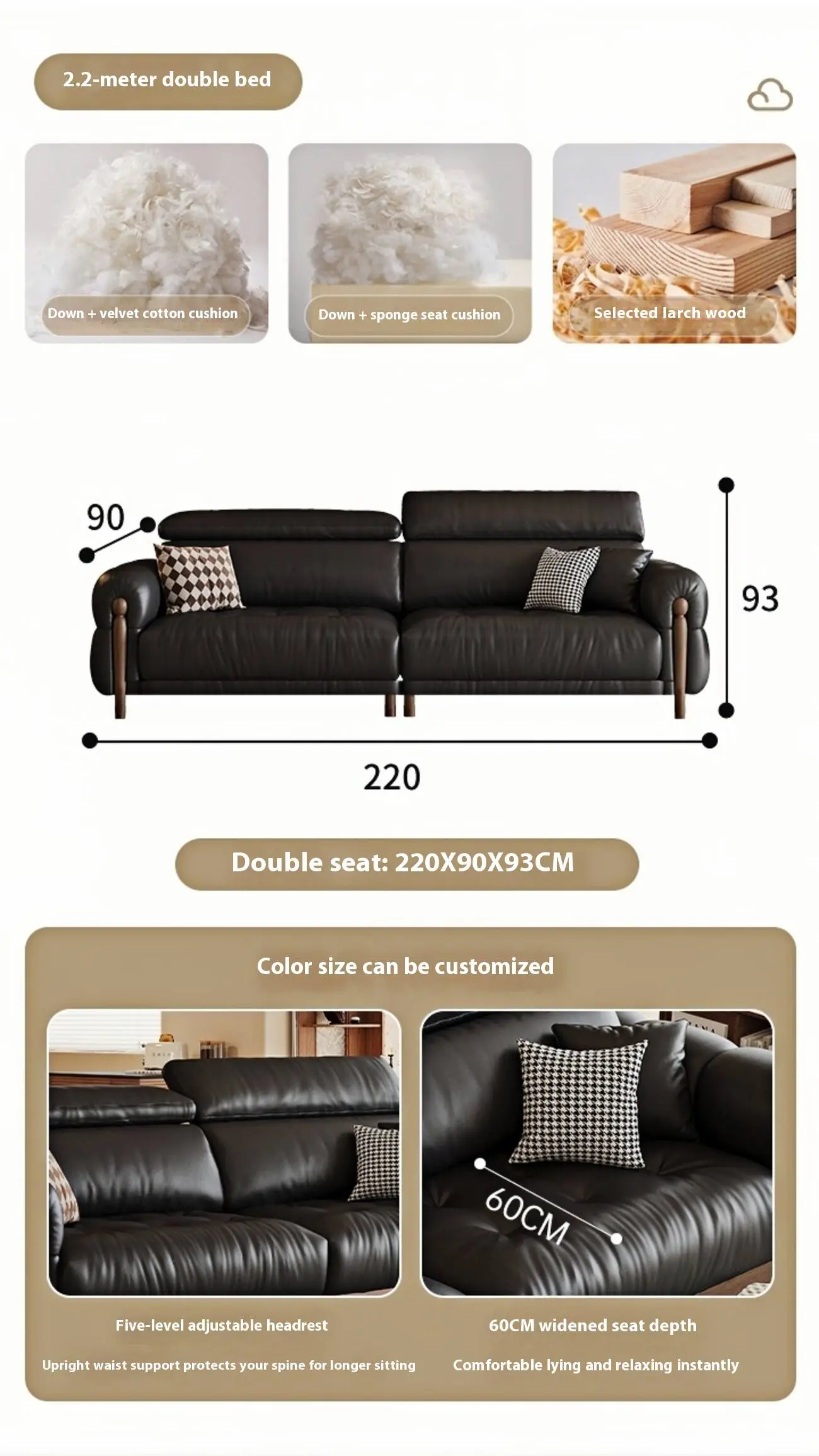 Globe Sofa - French retro style elegant leather sofa SKU-03-【升级版】22米双人位