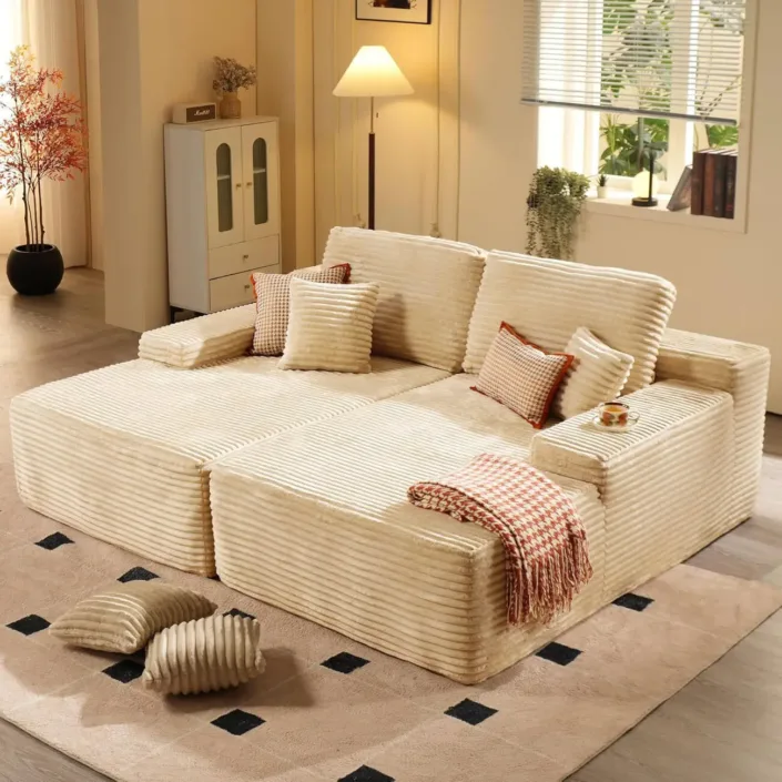 Globe Sofa - Corduroy Deep-Seat Cloud-Style Compression Sofa Globe Sofa - Corduroy Deep-Seat Cloud-Style Compression Sofa