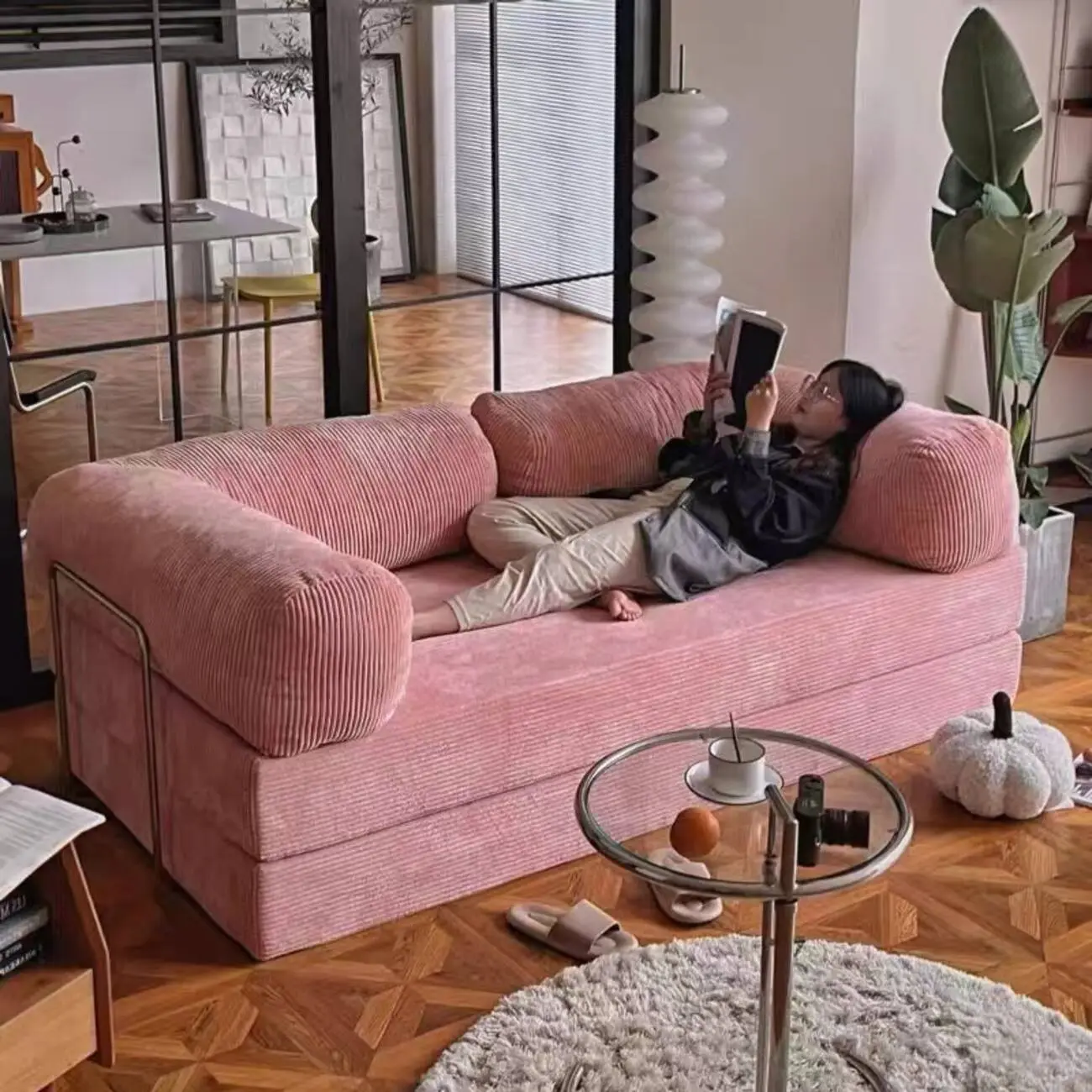 主图-01 Globe Sofa - Corduroy Lazy Compressed Sofa Bed