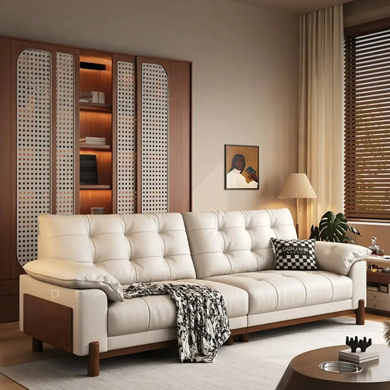 主图-01-21 Globe Sofa - Vintage Style New Cloud Solid Wood Leather Sofa