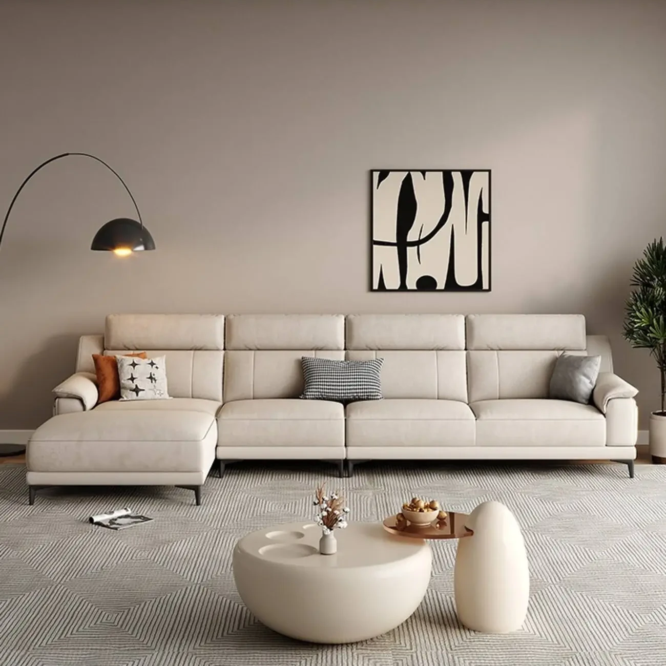 主图-01 Globe Sofa - Nordic Modern Antibacterial Fabric Corner Sofa