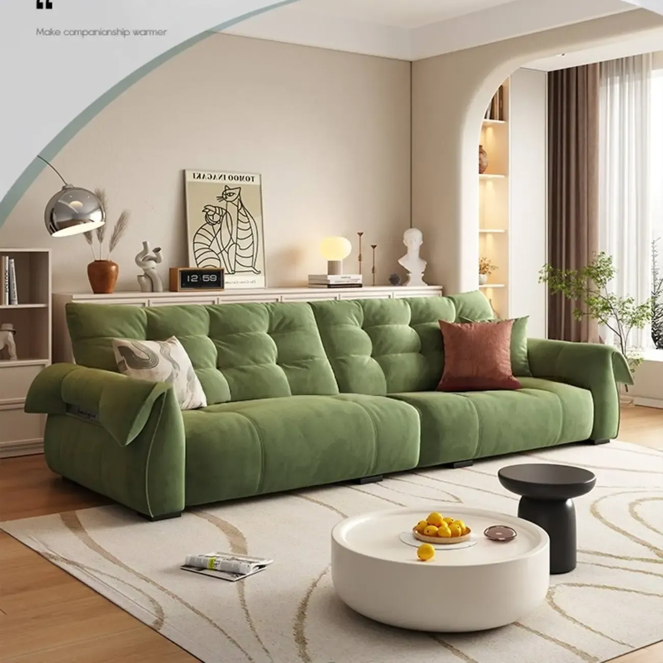 主图-01 Globe Sofa - Swan Neck Cat-Scratch-Resistant Fabric Straight-Line Sofa