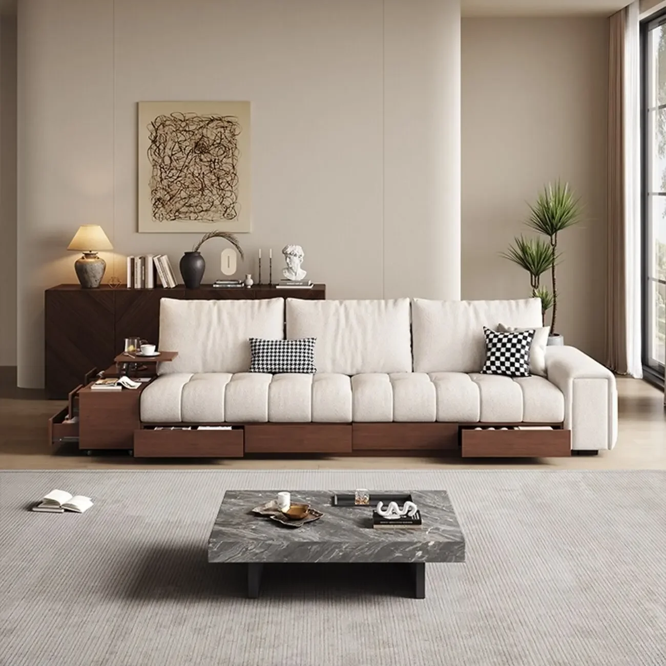 主图-01 Globe Sofa - Medieval-style cotton and linen solid wood fabric sofa
