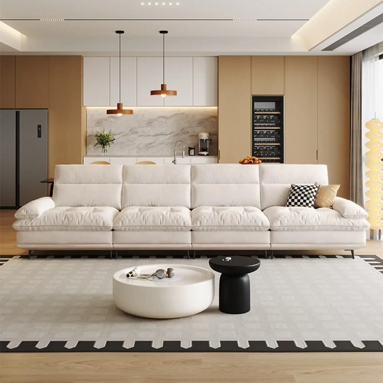 主图-01 Globe Sofa - Straight-Line French Cream Style Adjustable Backrest Sofa