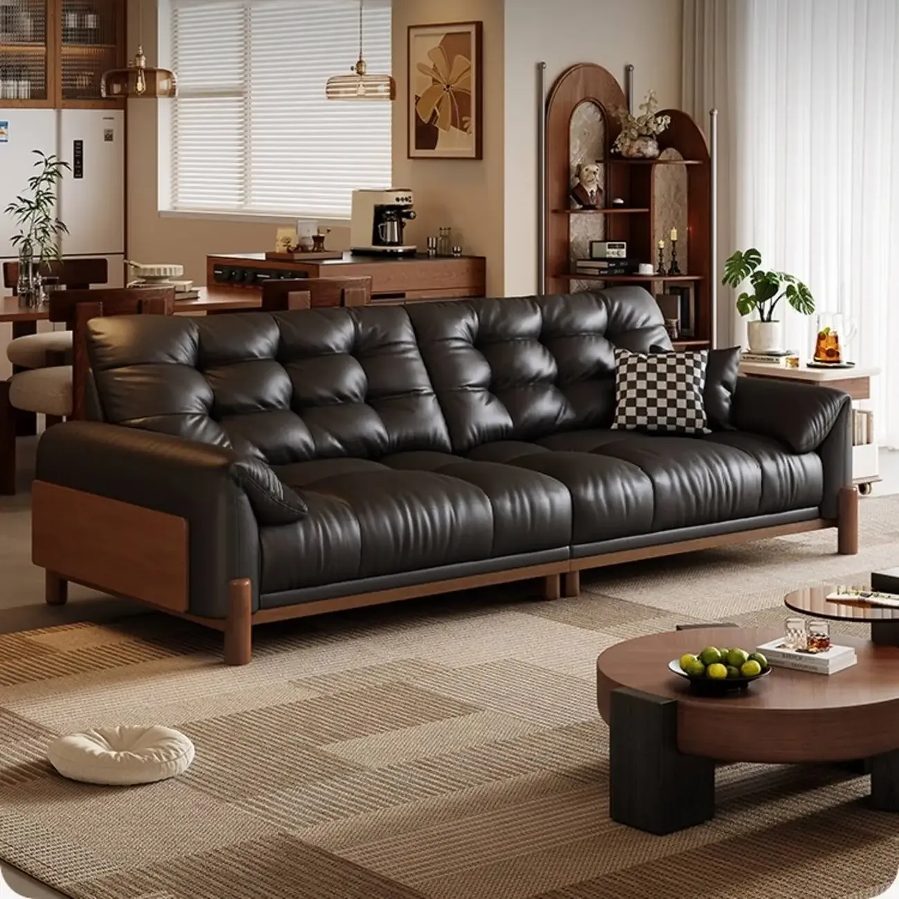 主图-01 Globe Sofa - Medieval solid wood modular leather sofa
