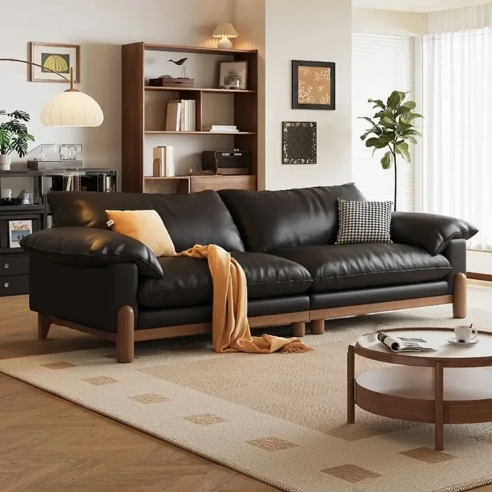 Globe Sofa - French retro style straight row top grain leather sofa Globe Sofa - French retro style straight row top grain leather sofa