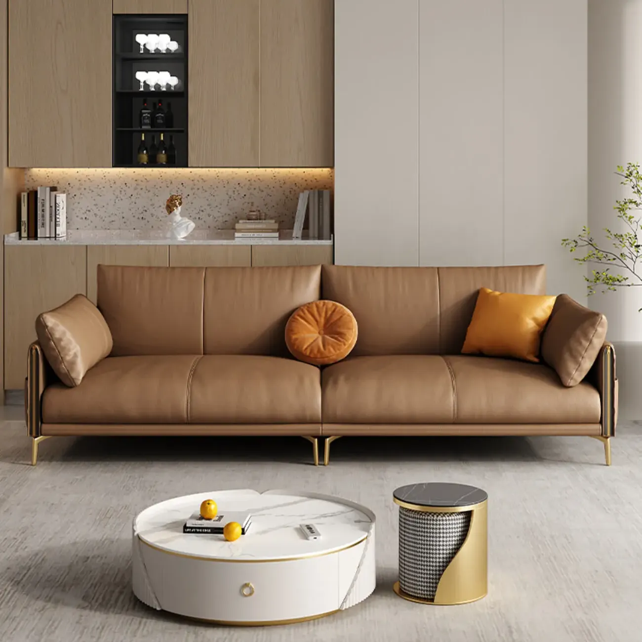 主图-01 Globe Sofa - Italian full-grain leather upholstered sofa