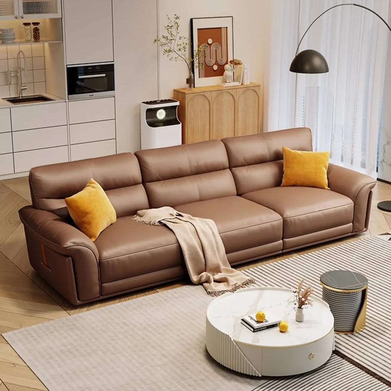 主图-01 Globe Sofa - New Italian Top-Grain Leather Light Luxury Modern Sofa