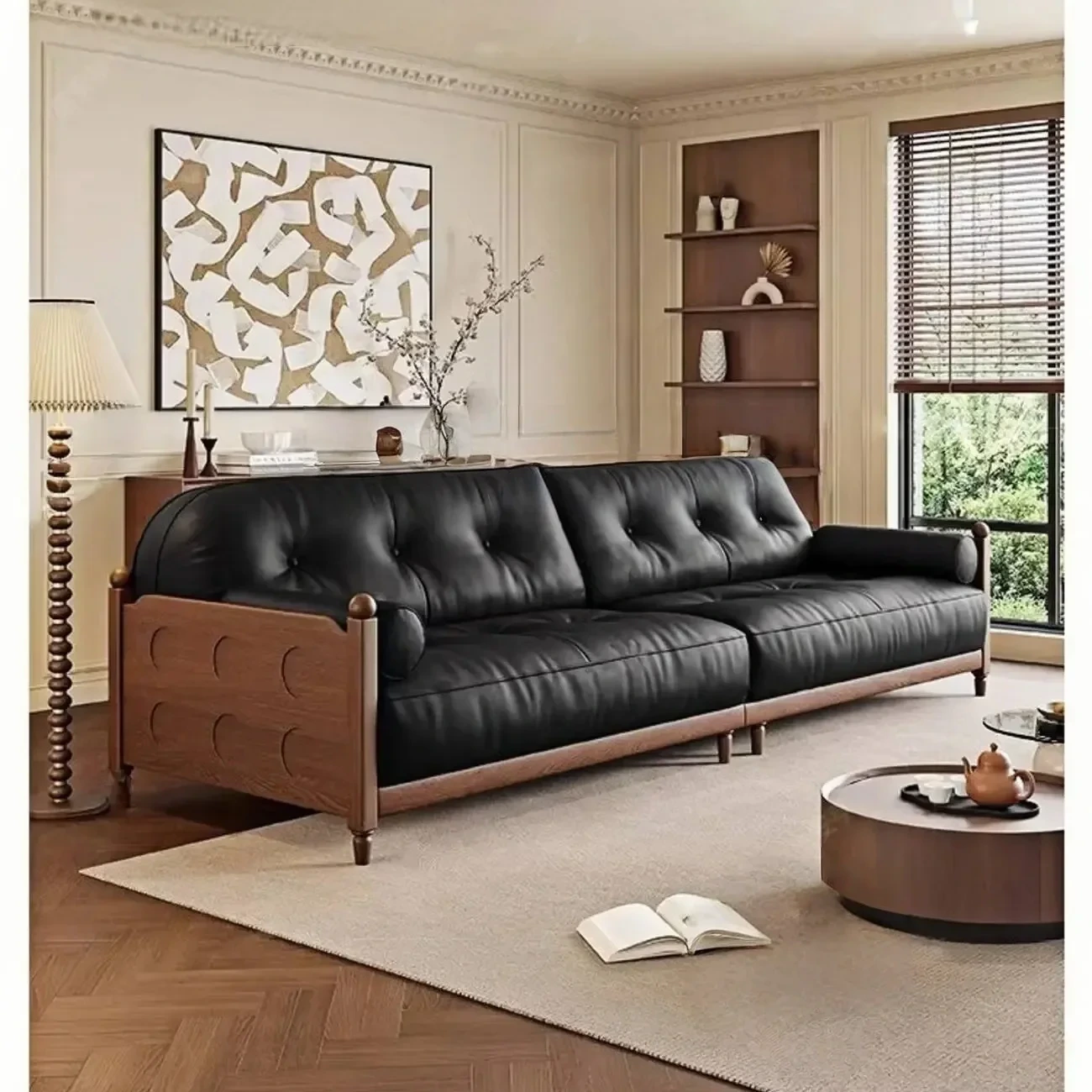 主图-01 Globe Sofa - American-style vintage top-grain leather straight sofa