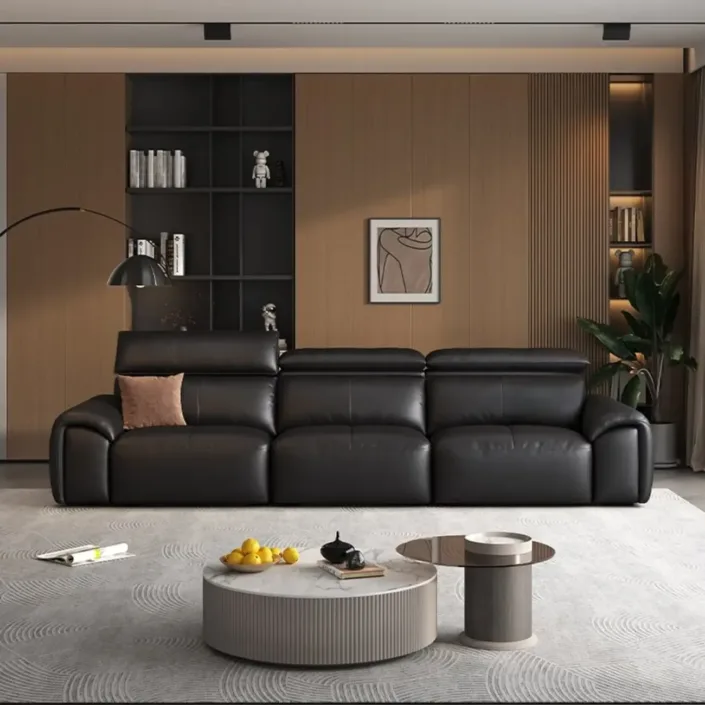 Globe Sofa - Premium Black Minimalist Luxury Top-Grain Leather Sofa Globe Sofa - Premium Black Minimalist Luxury Top-Grain Leather Sofa