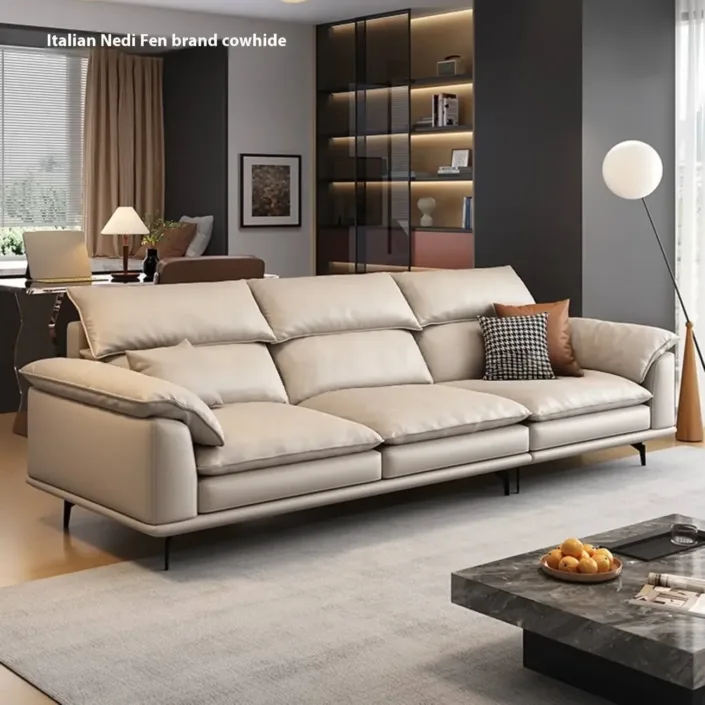 Globe Sofa - Creamy style simple top-grain leather straight sofa Globe Sofa - Creamy style simple top-grain leather straight sofa