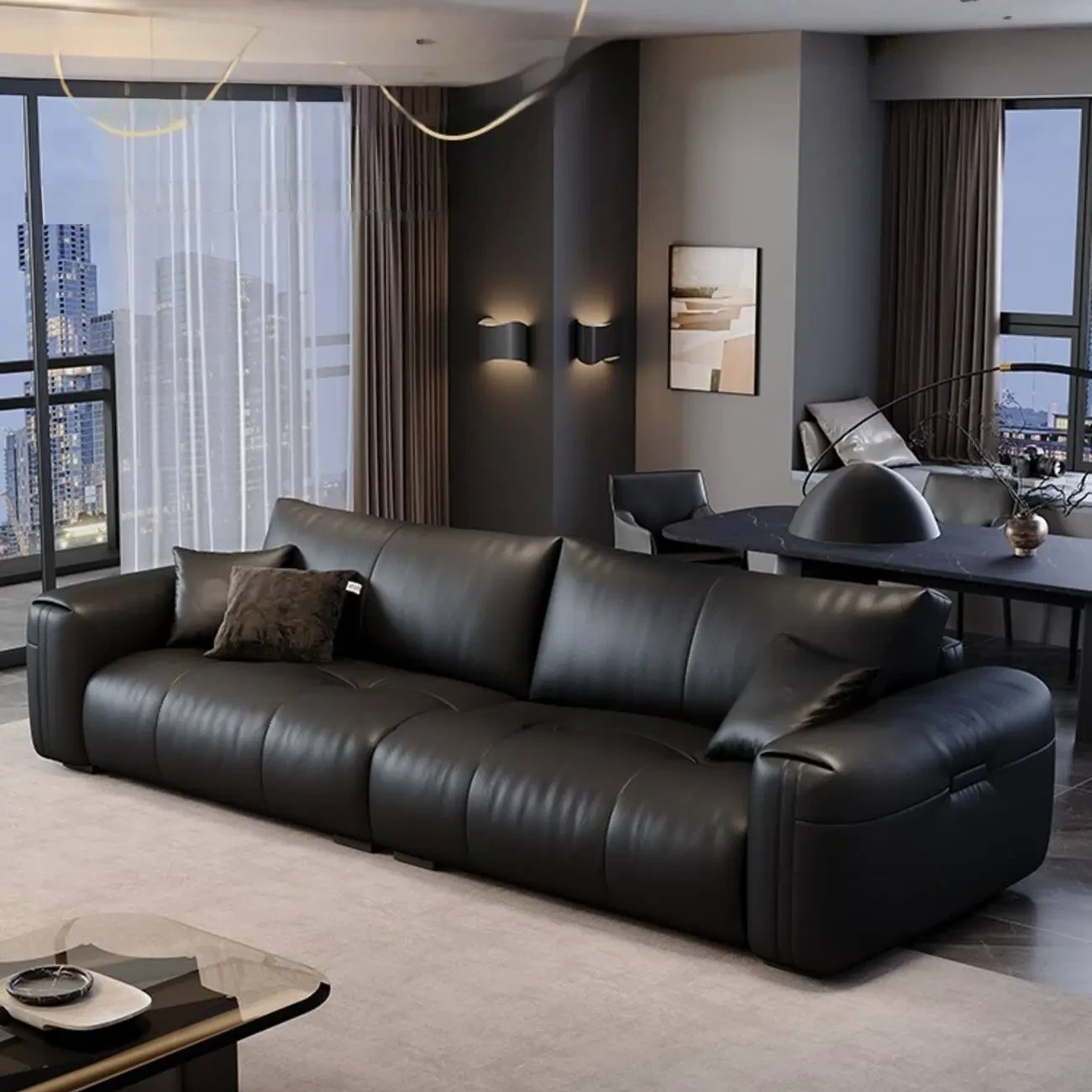 主图-01-436 Globe Sofa - Minimalist Comfort Cloud Leather Sofa