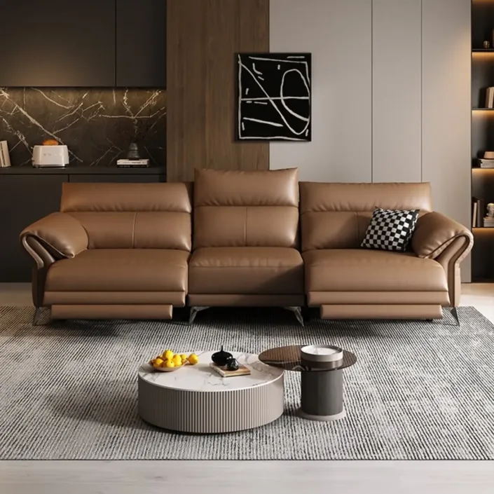 Italian Multifunctional Full-Grain Leather Sofa