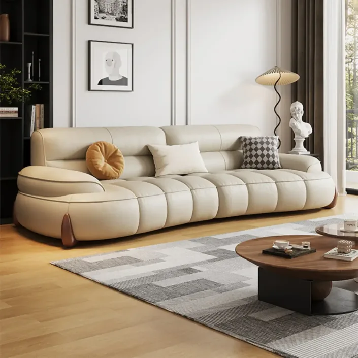 Globe Sofa - Creamy wind piano key arc-shaped leather sofa Globe Sofa - Creamy wind piano key arc-shaped leather sofa