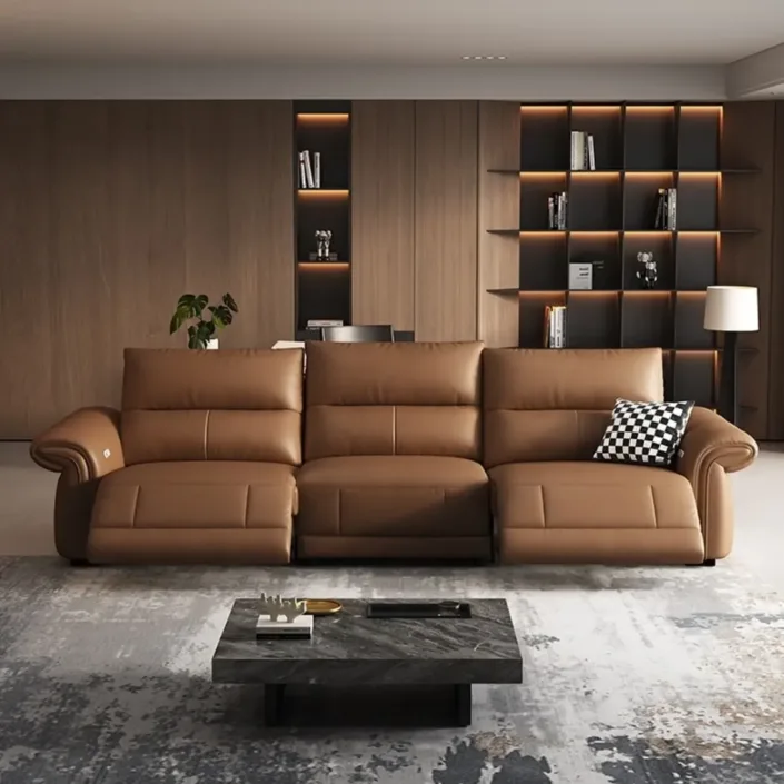 Multifunctional Top-Grain Cowhide Electric Sofa