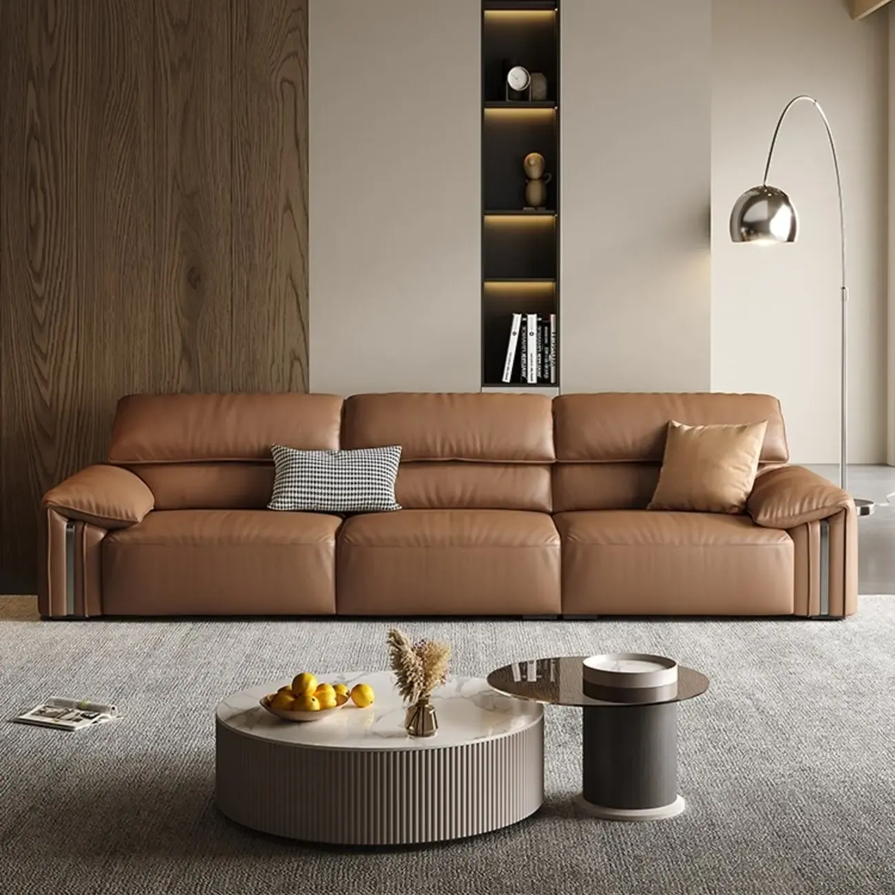 主图-01 Globe Sofa - Italian Minimalist Light Luxury Top-Grain Leather Sofa