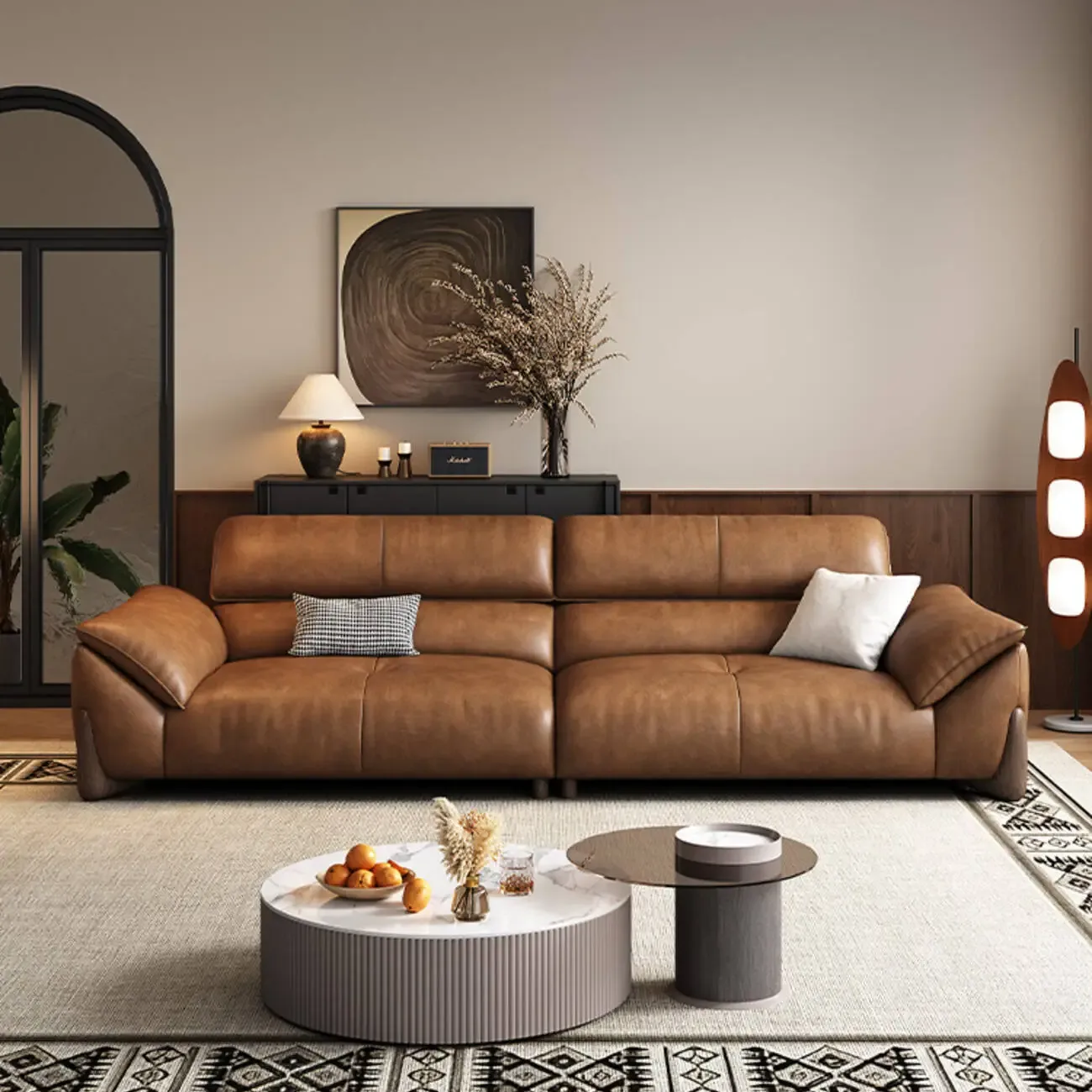 主图-01 Globe Sofa - Italian light luxury oil-wax leather sofa