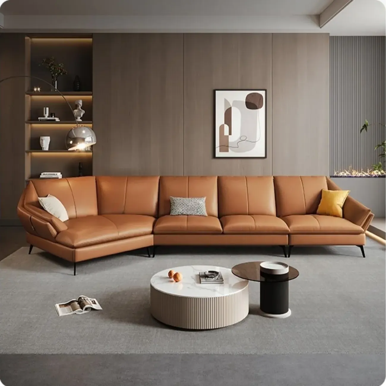 主图-01 Globe Sofa - Light Luxury Minimalist Leather Chaise Lounge Sofa