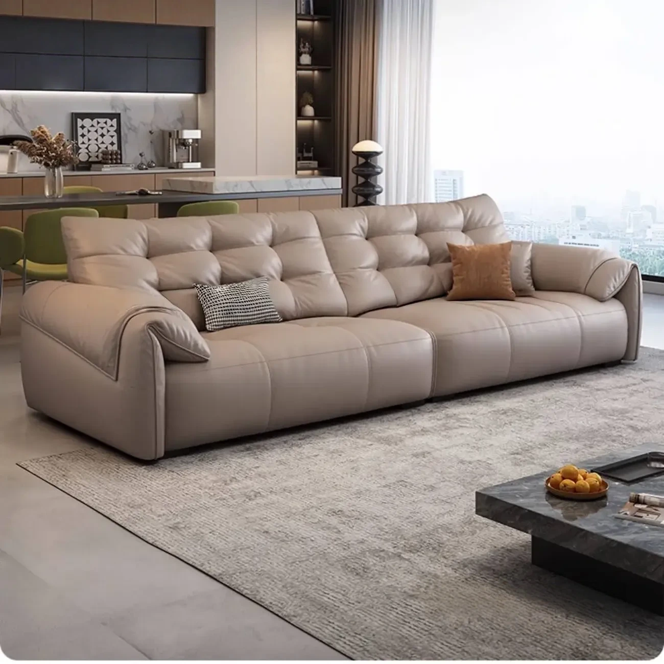 主图-01-494 Globe Sofa - Italian-style straight-line top-grain leather sofa