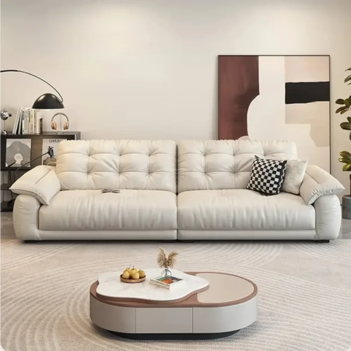 Globe Sofa - Cream-Style Multifunctional Charging Leather Sofa Globe Sofa - Cream-Style Multifunctional Charging Leather Sofa