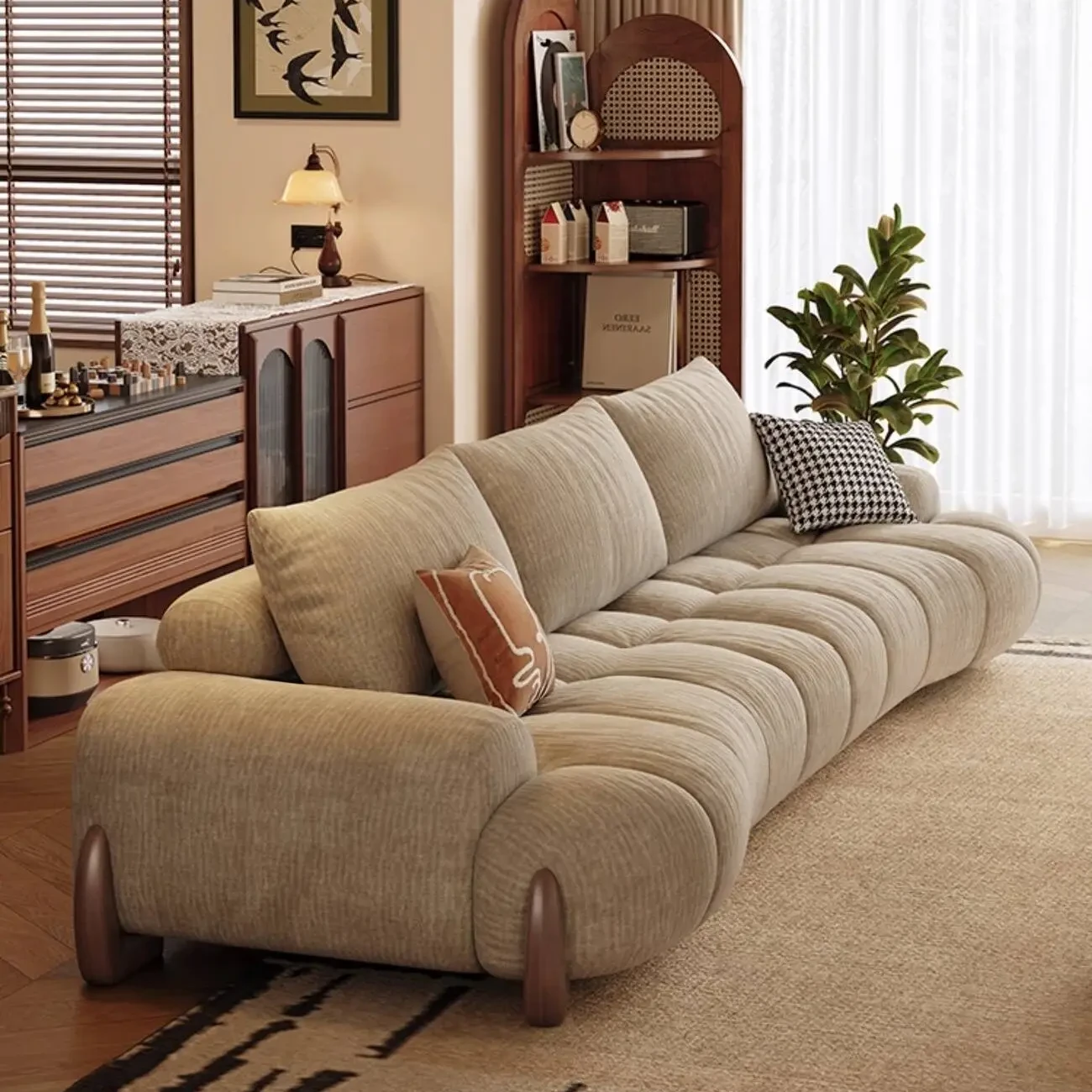主图-02 Globe Sofa - Vintage-style curved fabric sofa