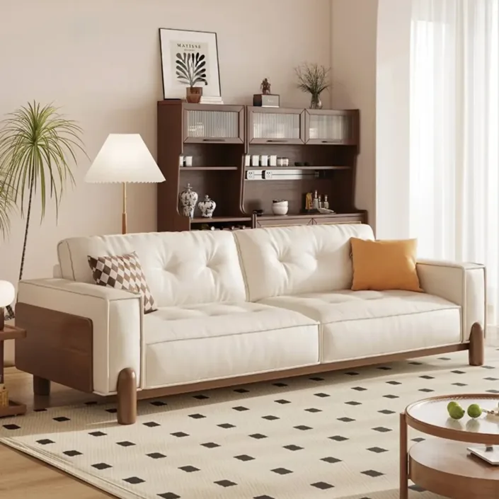 Globe Sofa - Vintage-Style Straight-Back Leather Sofa Globe Sofa - Vintage-Style Straight-Back Leather Sofa