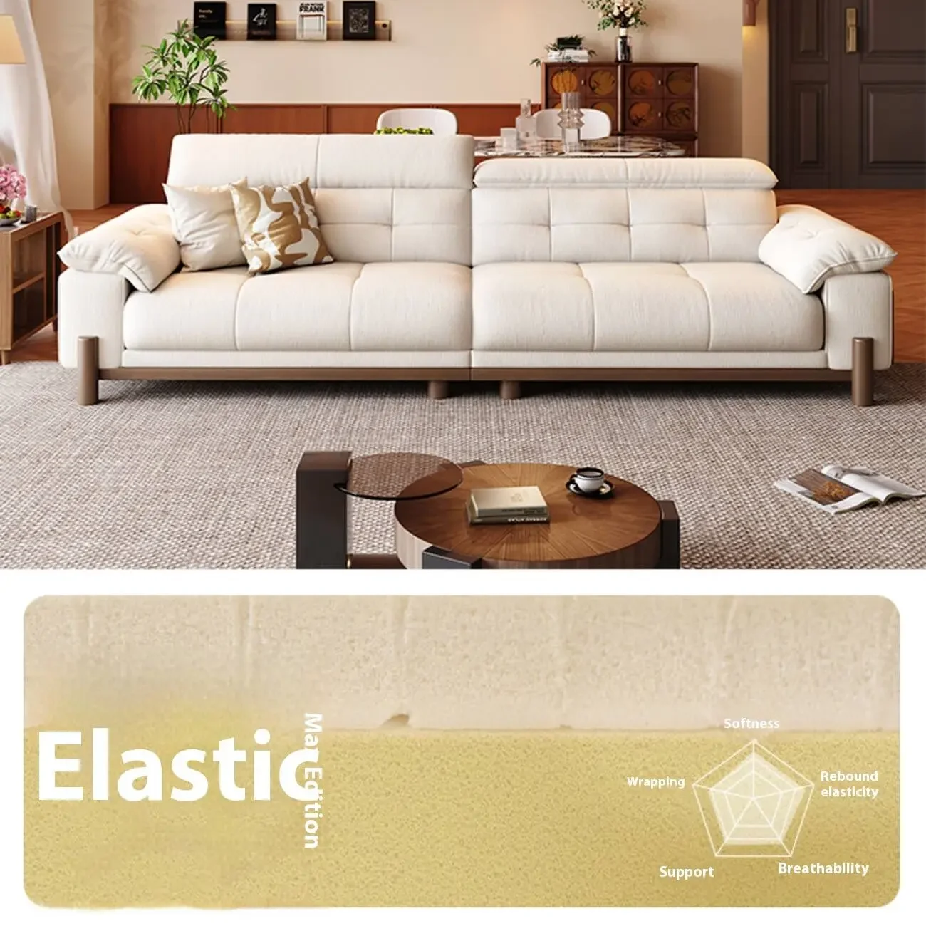 主图-02 Globe Sofa - Vintage-Style Solid Wood Sofa with Removable Fabric Covers