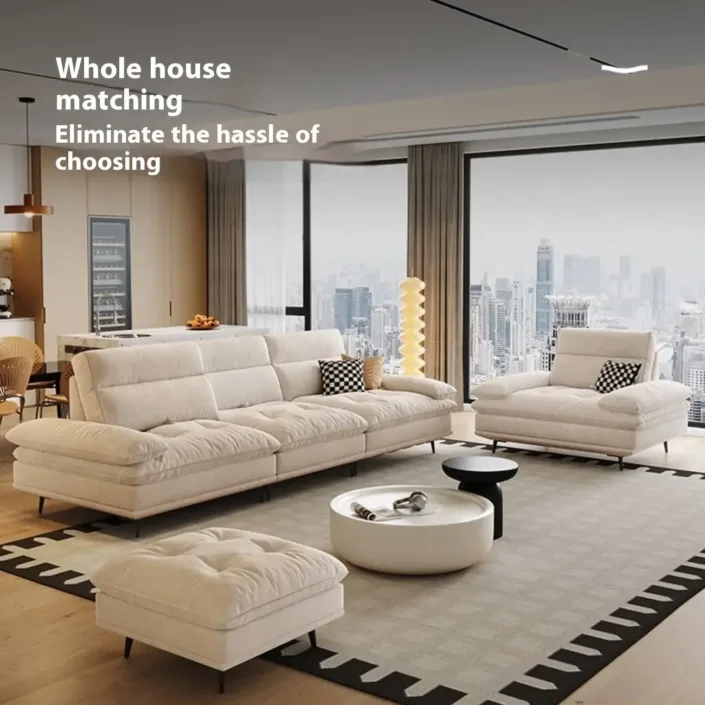Globe Sofa - Straight-Line French Cream Style Adjustable Backrest Sofa Globe Sofa - Straight-Line French Cream Style Adjustable Backrest Sofa