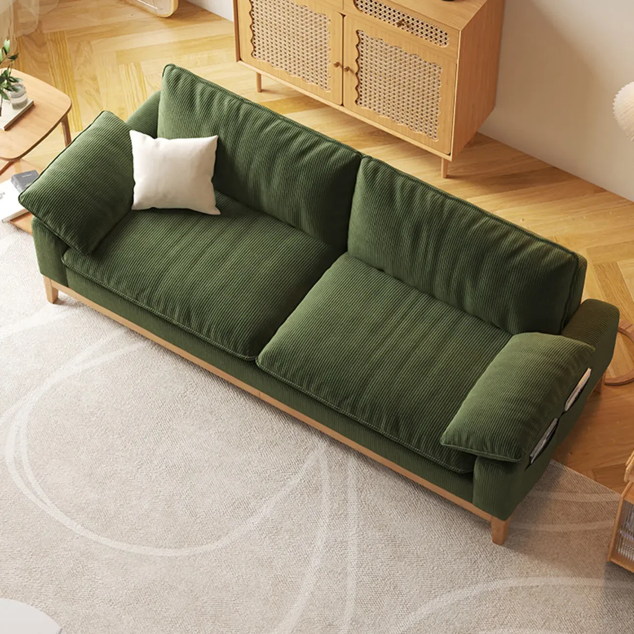 主图-02 Globe Sofa - Japanese-Style Solid Wood Fabric Corduroy Cube Sofa
