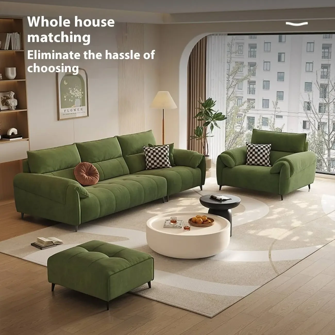 主图-02 Globe Sofa - New Cream-Style Light Luxury Linear Fabric Sofa