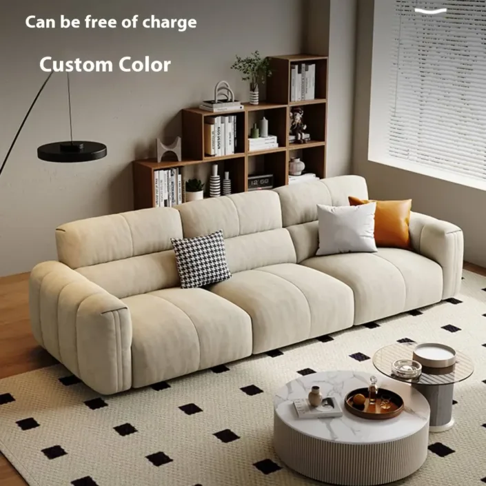 Globe Sofa - New Cream-Toned Tech Fabric Sofa in Linear Design Globe Sofa - New Cream-Toned Tech Fabric Sofa in Linear Design