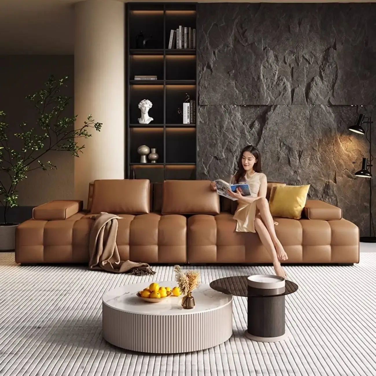 主图-02 Globe Sofa - Lawrence Italian Minimalist Full Leather Sofa