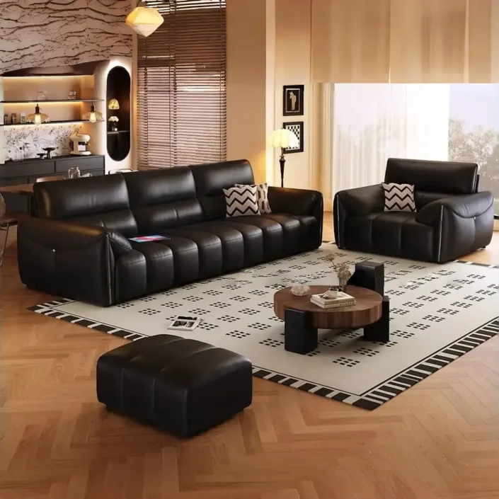 Italian Minimalist Elephant Ear Genuine Leather Sofa