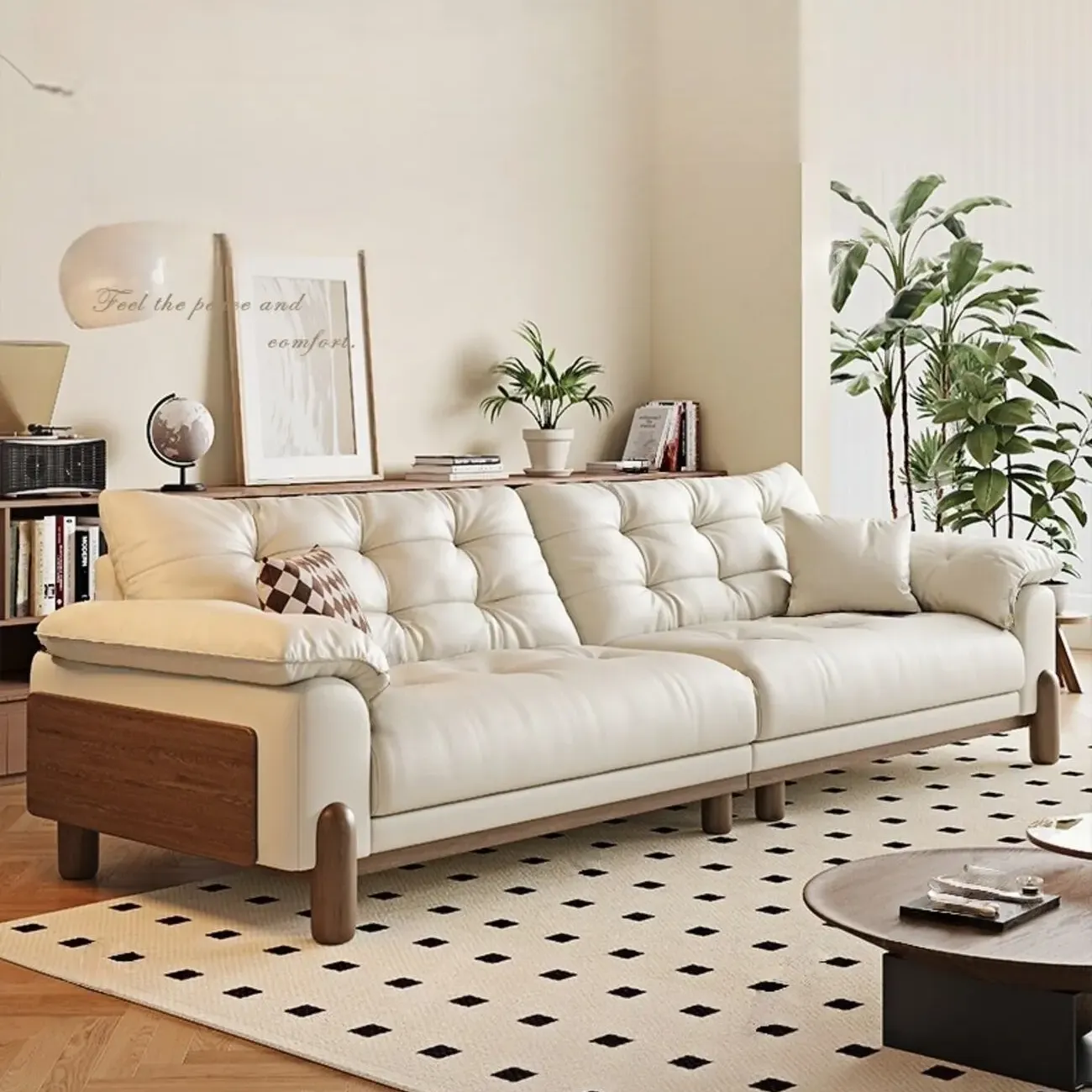 主图-02 Globe Sofa - Cloudy Black Walnut Combination Leather Sofa