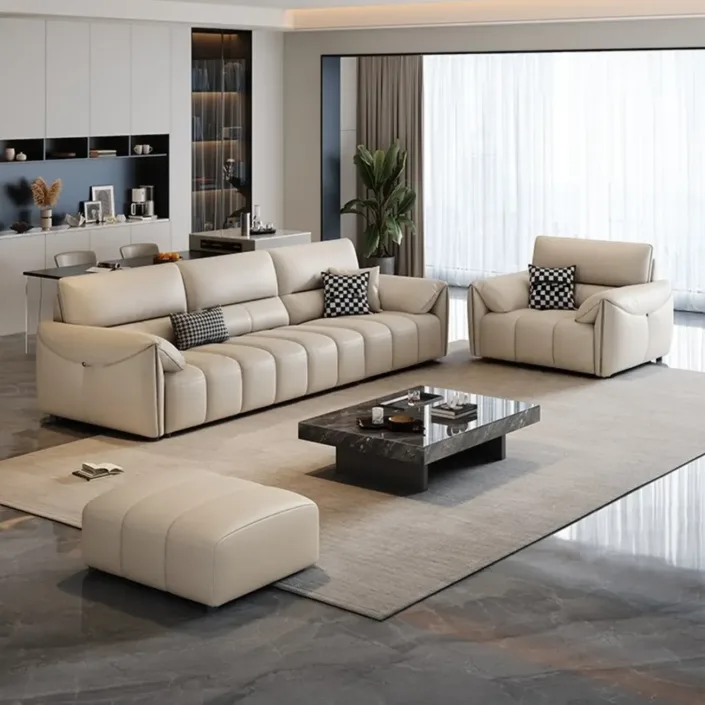 Globe Sofa - Light-Luxury Cream Style Top-Grain Leather Sofa Globe Sofa - Light-Luxury Cream Style Top-Grain Leather Sofa