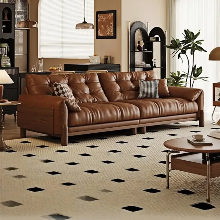 Vintage Solid Wood Sectional Sofa