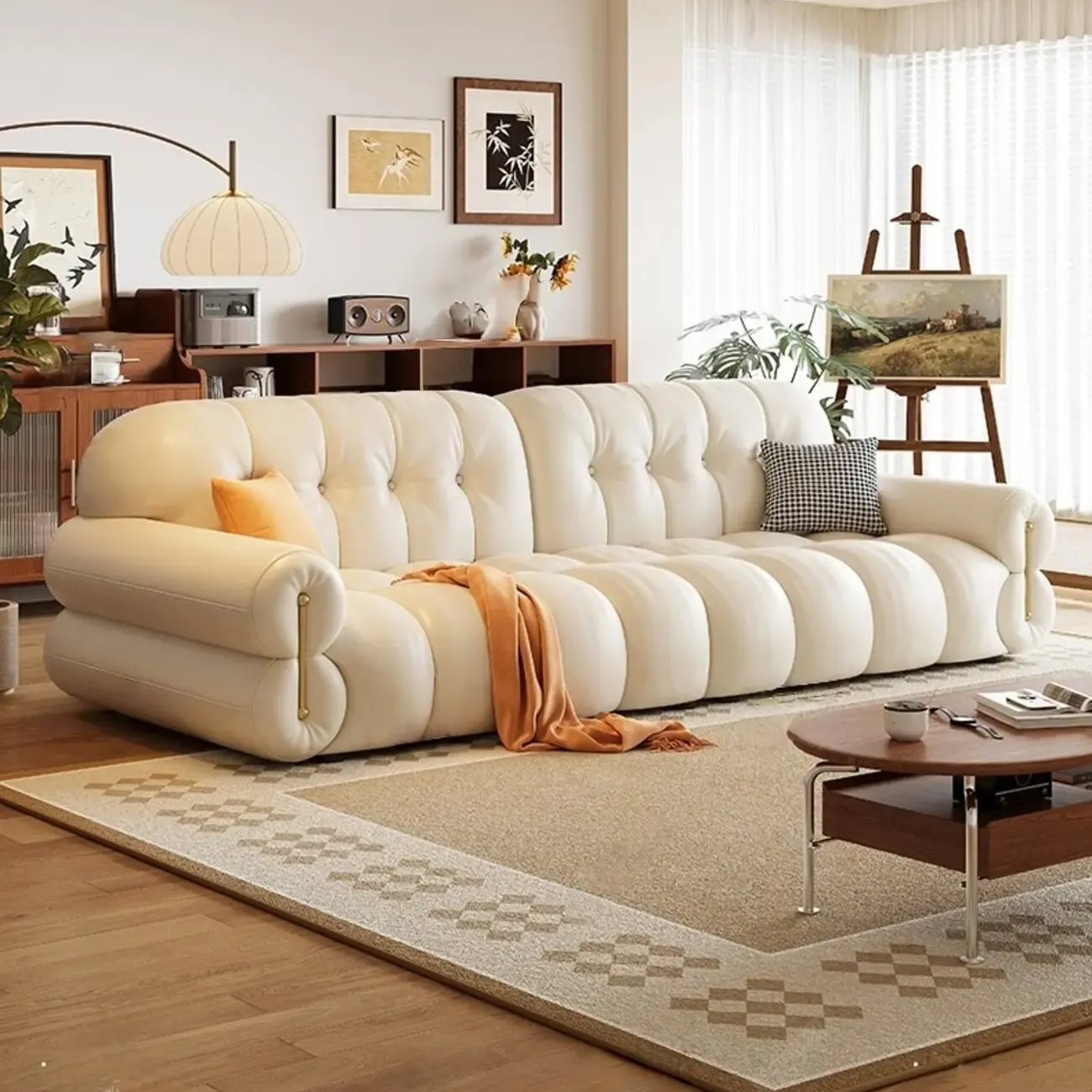 主图-02 Globe Sofa - Medieval-style solid wood and genuine leather sofa