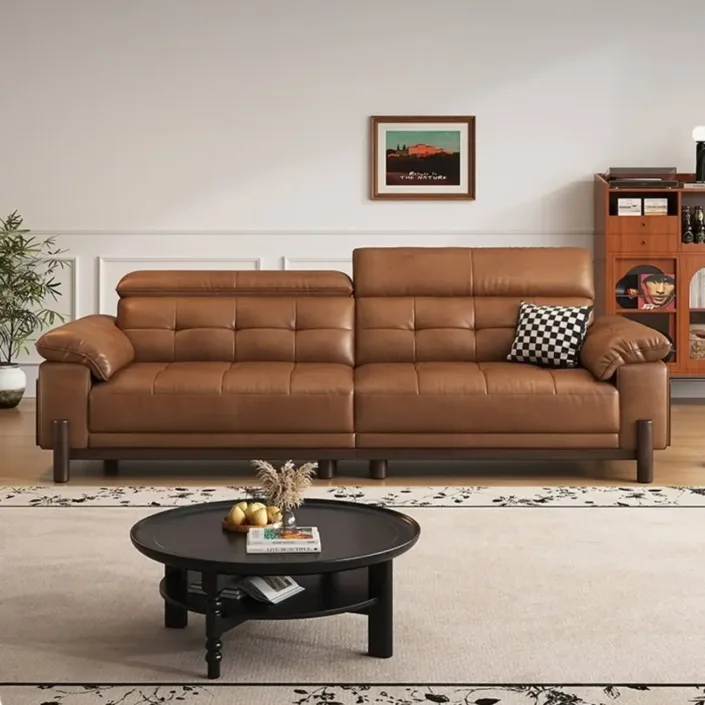 Globe Sofa - Oil-Waxed Leather French Solid Wood Sofa Globe Sofa - Oil-Waxed Leather French Solid Wood Sofa