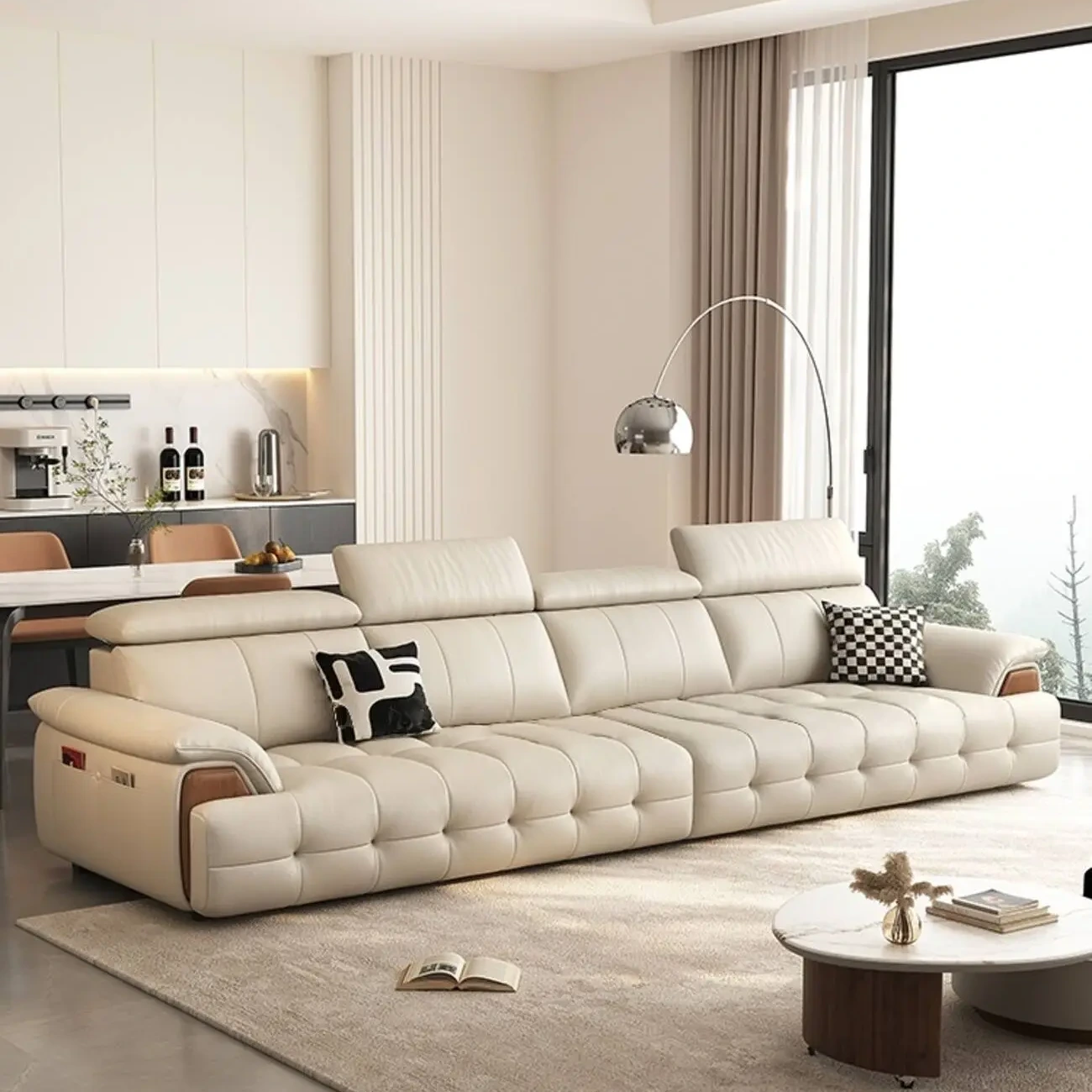 主图-02 Globe Sofa - New Italian Solid Wood Frame Leather Sofa