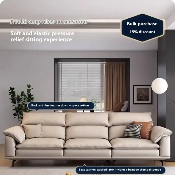 Globe Sofa - Creamy style simple top-grain leather straight sofa Globe Sofa - Creamy style simple top-grain leather straight sofa
