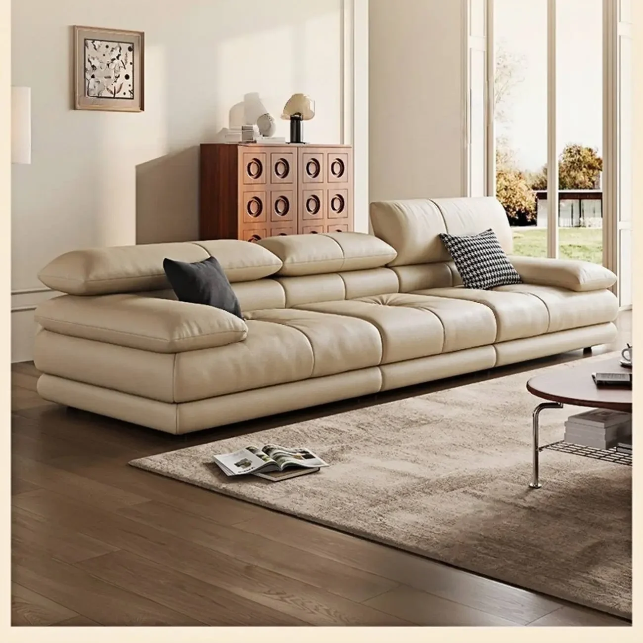 主图-02-440_副本 Globe Sofa - Italian-Style Light Luxury Cream Leather Sofa