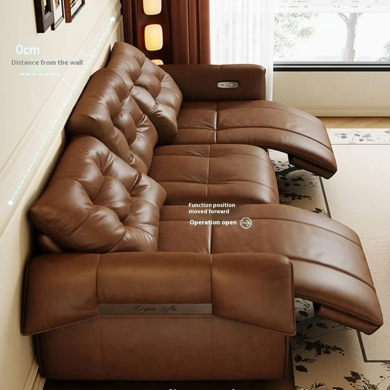 主图-02 Globe Sofa - Oil Wax Leather Swan Electric Recliner Sofa