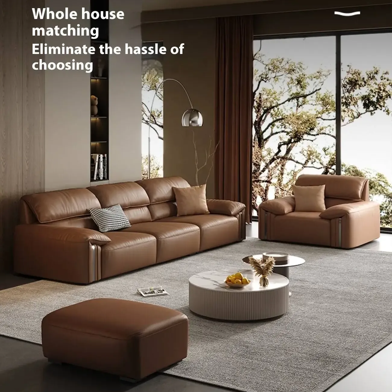主图-02 Globe Sofa - Italian Minimalist Light Luxury Top-Grain Leather Sofa