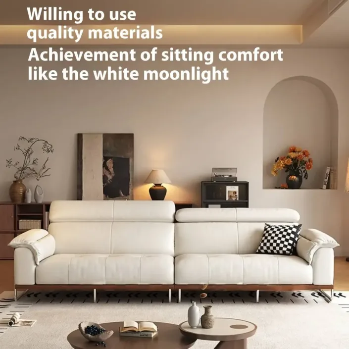 Globe Sofa - Mid-Century High-Back Minimalist Genuine Leather Sofa Globe Sofa - Mid-Century High-Back Minimalist Genuine Leather Sofa