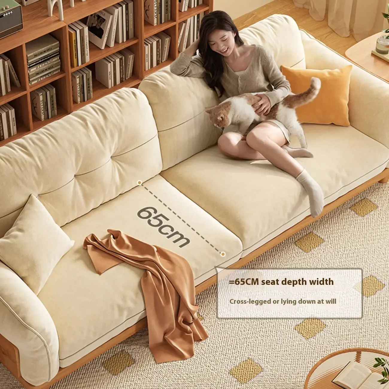 主图-03 Globe Sofa - New Chinese-Style Ash Wood Upholstered Sofa