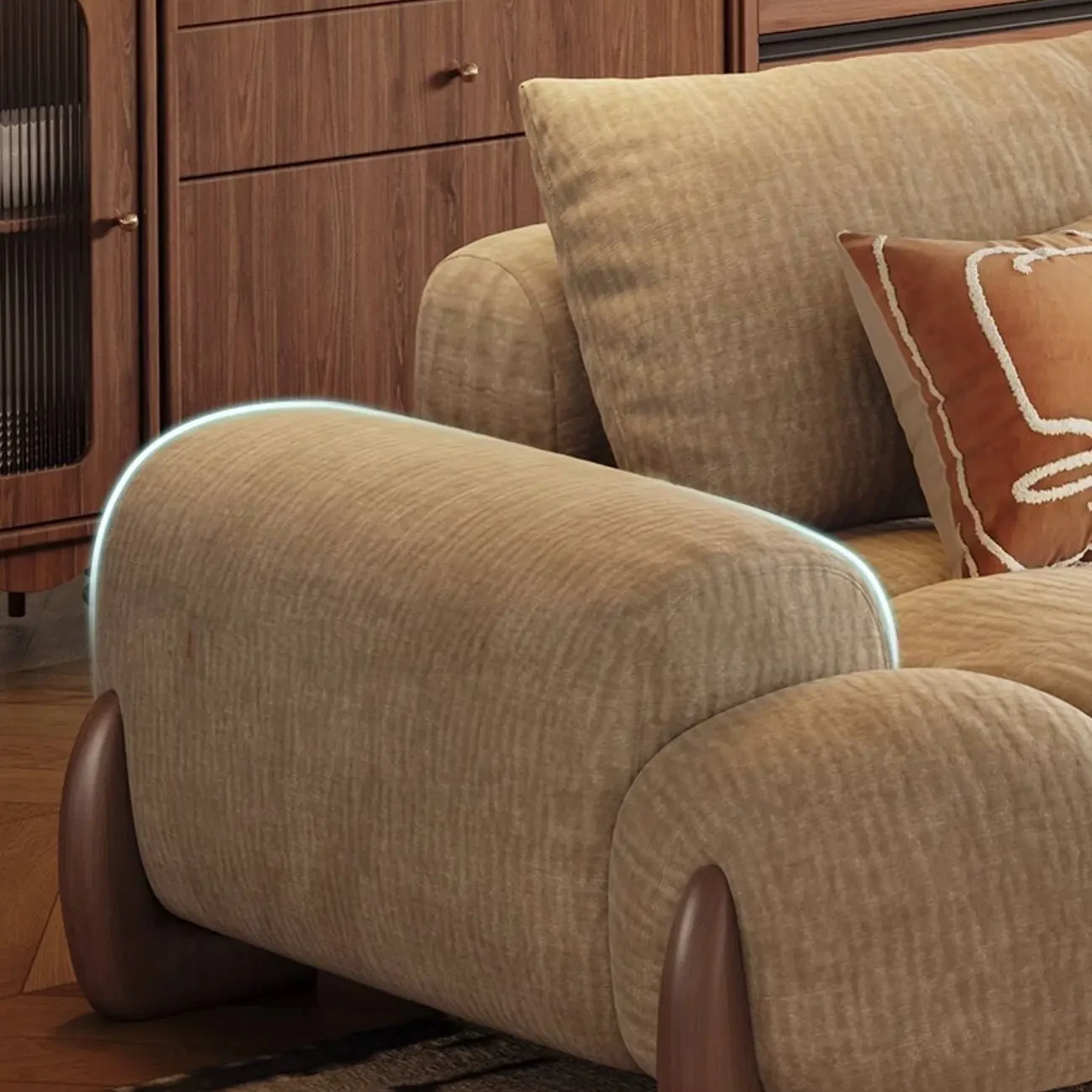 主图-03 Globe Sofa - Vintage-style curved fabric sofa